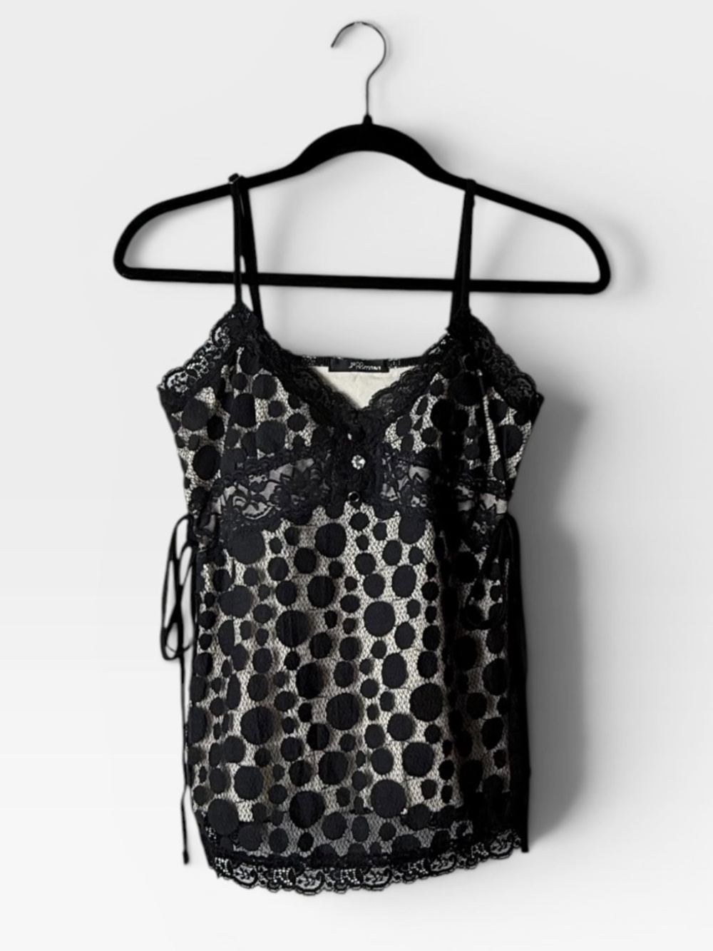 Jane Norman Vintage Tank Top Size 12 Y2K Lace Spaghettin Strap‎ Summer (U)